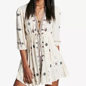 Free People Stargazer Embroidered Peasant Mini Dress. Sz M India
